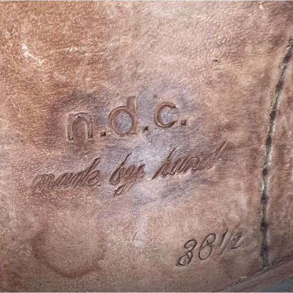 N.D.C. SANDRINE SOFTY BRILLO Sylvia Gold Leather Mid Ankle Boots Sz 36 1/2 - Picture 15 of 16